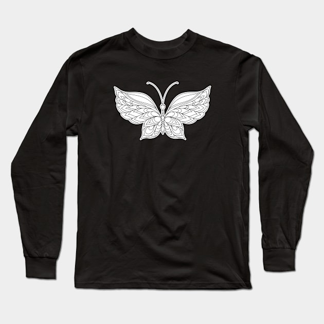 Butterfly Mandala Long Sleeve T-Shirt by Tipu Sultan